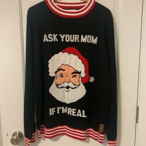Tipsy Elves, men’s, “ask your mom if I’m real” size large sweater. Never worn.
